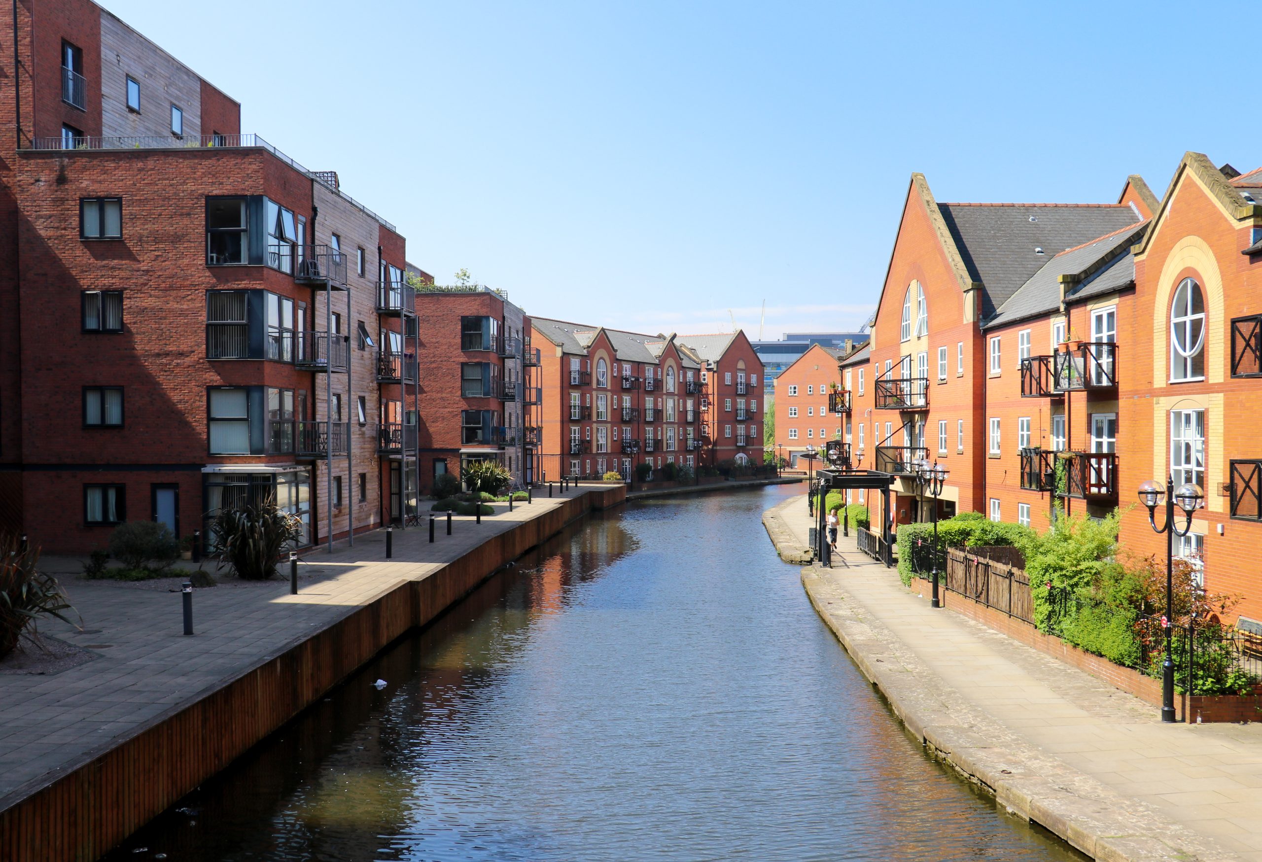 ashton canal tow path on a sunny day in ancoats manchester