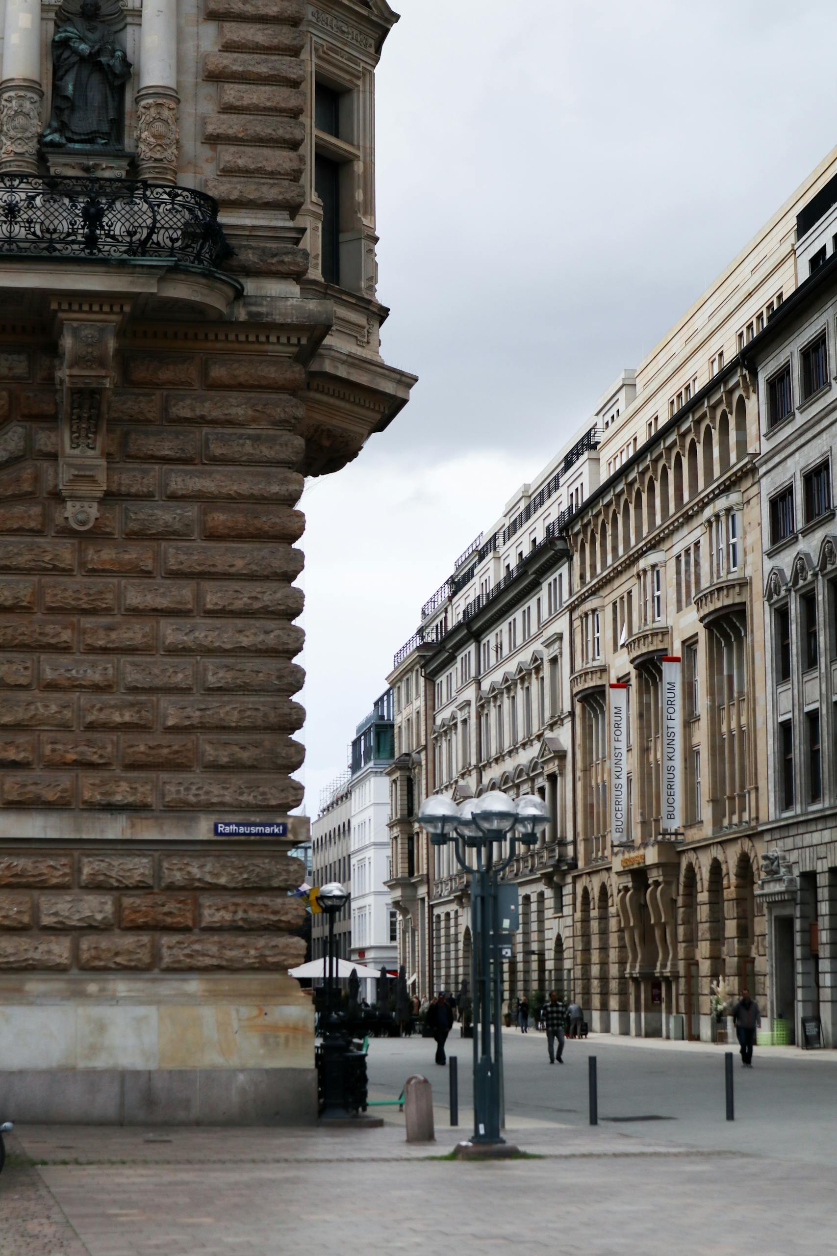 Stunning view of historic architecture on a street in Hamburg, Germany.