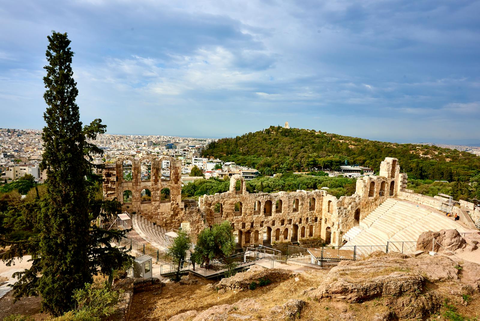 Historic Odeon of Herodes Atticus amphitheater in Athens, Greece, under a clear sky 2025