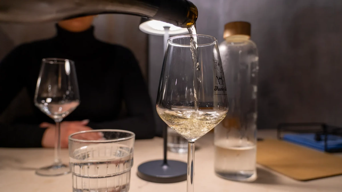 a glass of wine at the drunky goat wine bar in athens