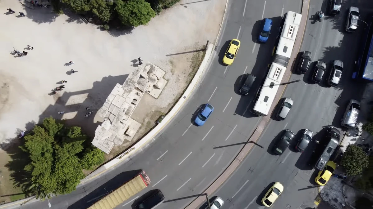 athens city center busy road from above